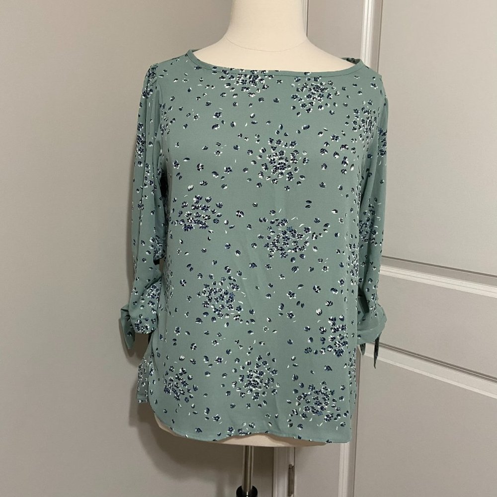 NWT LOFT Outlet Green Mixed Media Blouse